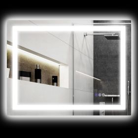HOMCOM LED Bathroom Mirror with Lights, 32" x 24" Backlit Front Lit LED Mirror for Bathroom, Anti-Fog, Memory, Infinite Color Temperature HOMCOM LED Bathroom Mirror with Lights, 32" x 24" Backlit Front Lit LED Mirror for Bathroom, Anti-Fog, Memory, Infinite Color Temperature